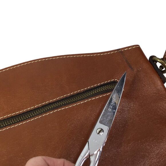 Patricia Nash Lorraine Crossbody Bag Purse Leather Brown Triple Zip - Picture 12 of 13